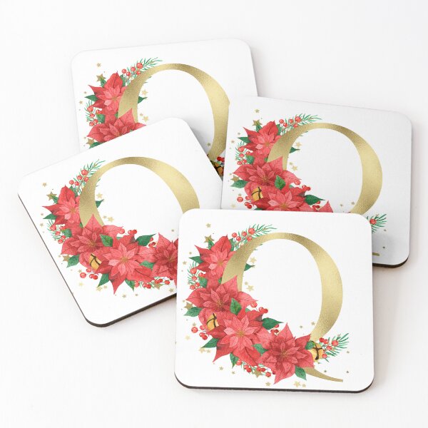Item preview, Gold Letter "Q" With Christmas Poinsettia Wreath designed and sold by Beneficial Art.