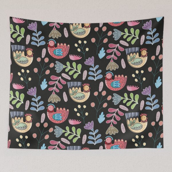 Item preview, Rooster and hen on the black. designed and sold by Sarka Zuzanakova, Kukuckova.