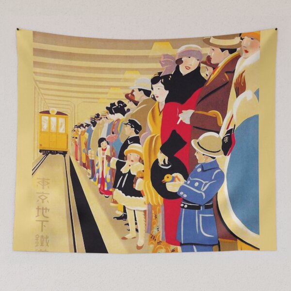 Item preview, Vintage Japanese Art Deco travel by rail poster designed and sold by Glimmersmith.