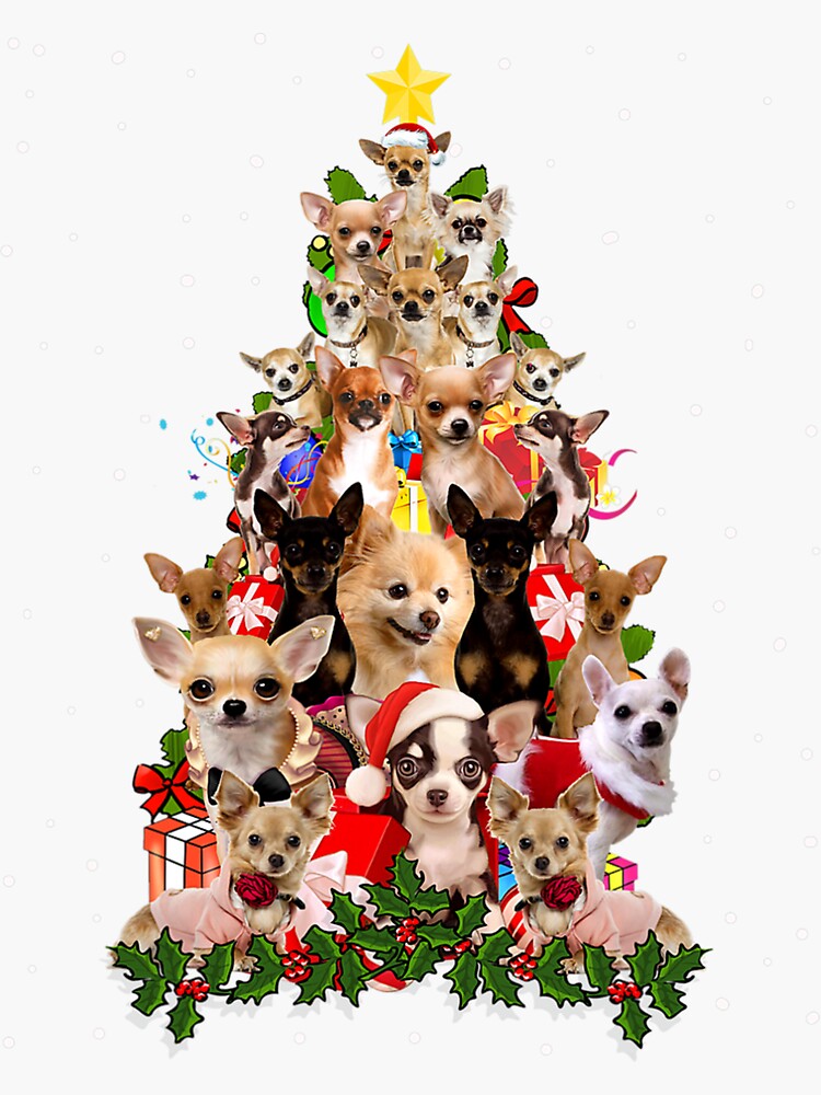 Christmas Happy Holidays Chihuahua Dog with Tree and Presents Puzzle with  Photo Tin PUZL82432