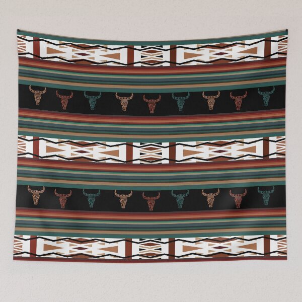 Item preview, Western Aztec Design With Cow Sculls designed and sold by handsoftime2020.