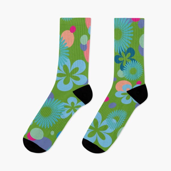 Item preview, Retro Mod Floral Pattern in Blue and Green designed and sold by MausieDesigns.