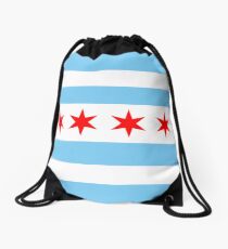 Chicago Flag Drawstring Bag