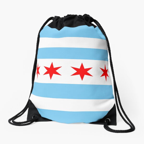 Chicago Flag Drawstring Bag