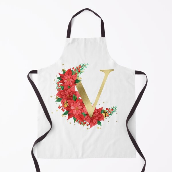 Item preview, Gold Letter "V" With Christmas Poinsettia Wreath designed and sold by Beneficial Art.