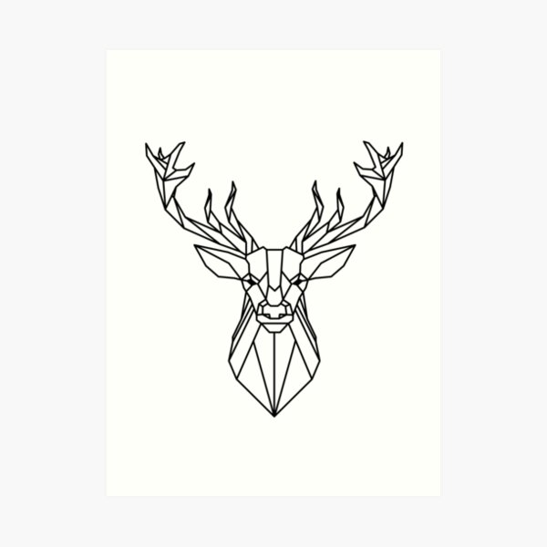 Impression Artistique Cerf Geometrique Colore Par Theshirtshopuk Redbubble