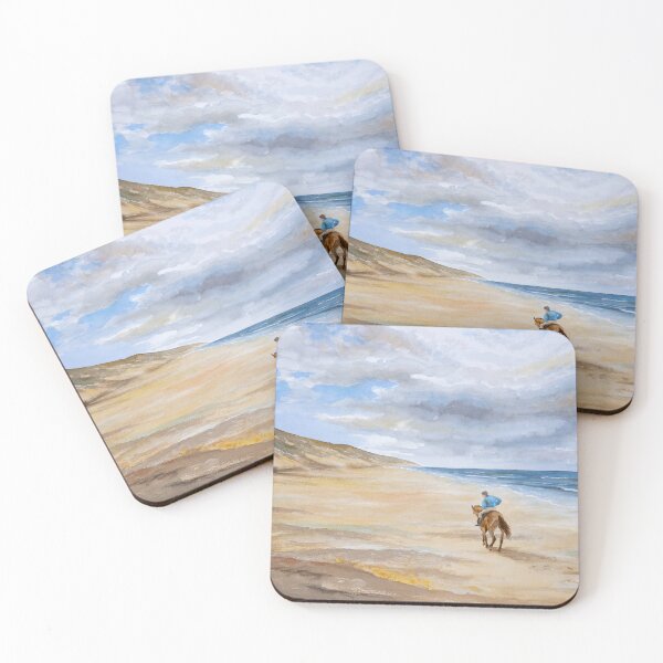 Item preview, Horse riding on the beach. Watercolor painting by Hans Sturris. (painted in 1992) designed and sold by Stef Ringoot, cartoons and illustrations.