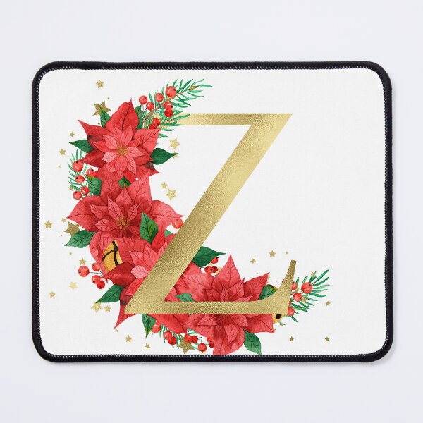 Item preview, Gold Letter "Z" With Christmas Poinsettia Wreath designed and sold by Beneficial Art.
