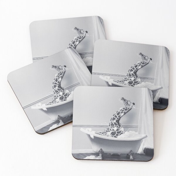 Item preview, Giraffes Taking a Bath designed and sold by SurfolioPrints.