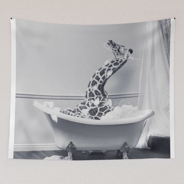 Item preview, Giraffes Taking a Bath designed and sold by SurfolioPrints.