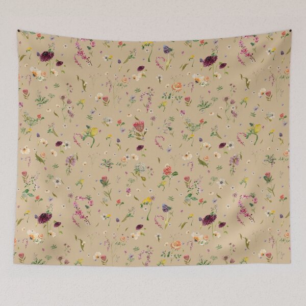 Artikelvorschau, Blumen schöne nahtlose Muster beige Version entworfen und verkauft von Yana Mustafina | Boho Soulful Designs.