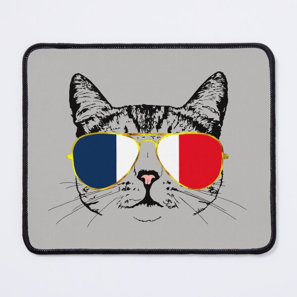 Item preview, Cat with France Flag Gold Aviators designed and sold by LuxeHurricane.