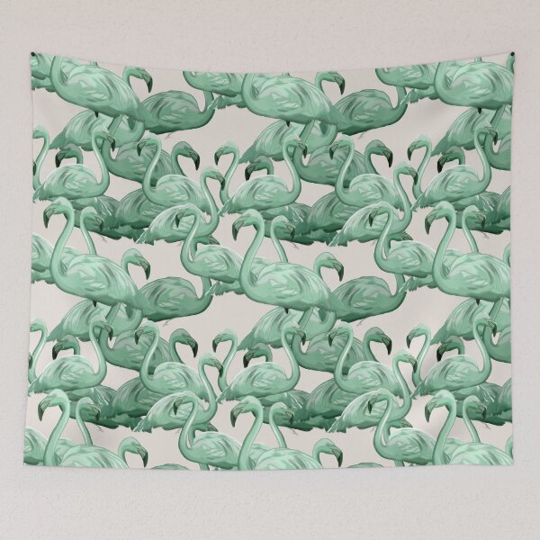 Item preview, Art Flamingos Light Green Scarf and Large Scale designed and sold by WildwaterDesign.