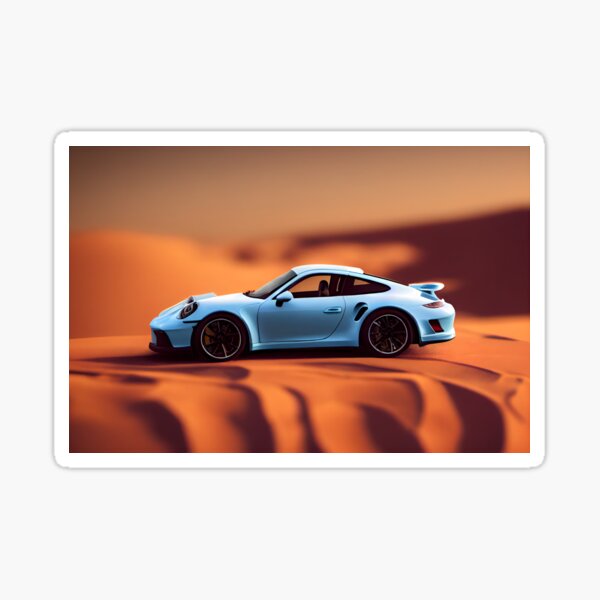 Porsche Carrera 911 GT3 in the desert of Sahara (Micromachines style) Sticker
