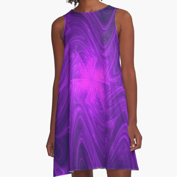 Dripping Purple ~ Fractal Art A-Line Dress