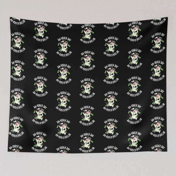 Item preview, An Udder Day An Udder Dollar Funny Cow Puns (Dark BG) designed and sold by punnybone.