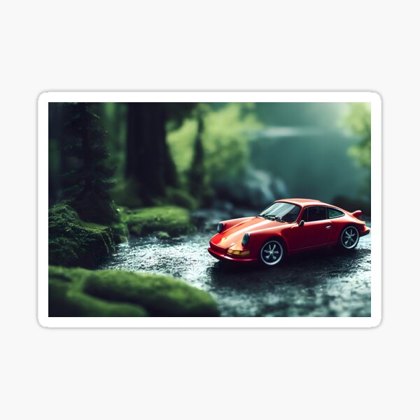 Red Porsche Carrera 911 in Norway (Micromachines style) Sticker