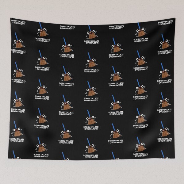 Item preview, Sorry I'm Late I Overswept Funny Broom Puns (Dark BG) designed and sold by punnybone.