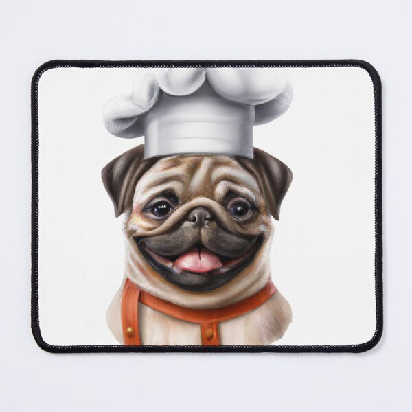Item preview, Chef Pug is gonna make-a-you a nice-ah pug-sketti! Illustrated pug dog wearing chef's outfit. designed and sold by Bookwyrm-Bazaar.