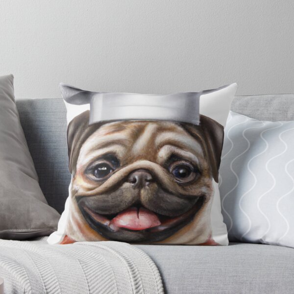 Item preview, Chef Pug is gonna make-a-you a nice-ah pug-sketti! Illustrated pug dog wearing chef's outfit. designed and sold by Bookwyrm-Bazaar.