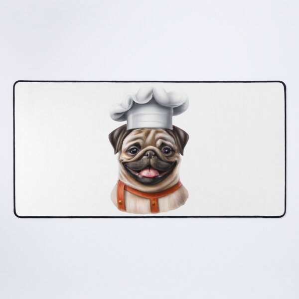 Item preview, Chef Pug is gonna make-a-you a nice-ah pug-sketti! Illustrated pug dog wearing chef's outfit. designed and sold by Bookwyrm-Bazaar.
