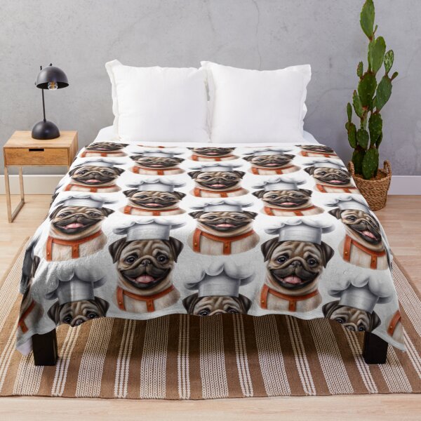 Item preview, Chef Pug is gonna make-a-you a nice-ah pug-sketti! Illustrated pug dog wearing chef's outfit. designed and sold by Bookwyrm-Bazaar.