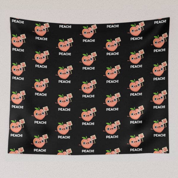 Item preview, Peach Funny Fruit Peace Puns (Dark BG) designed and sold by punnybone.