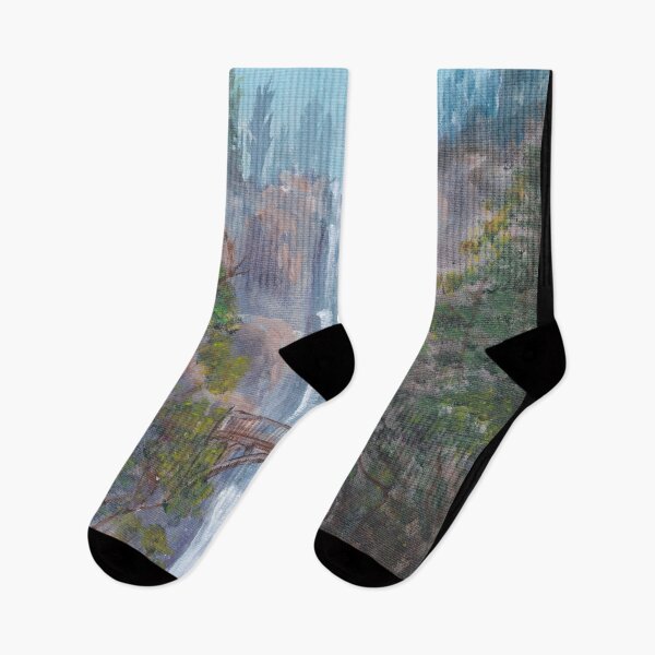 Item preview, Painting of Waterfall, Trees, Bridge, Multnomah Falls, Oregon, Columbia River designed and sold by Aryxaba.