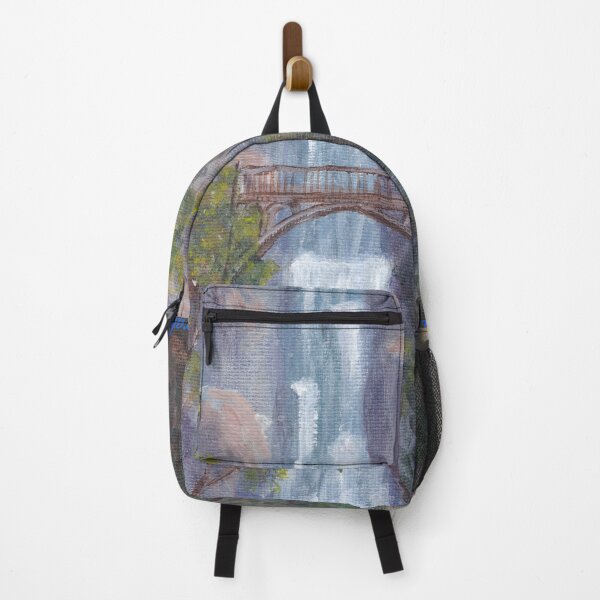 Item preview, Painting of Waterfall, Trees, Bridge, Multnomah Falls, Oregon, Columbia River designed and sold by Aryxaba.