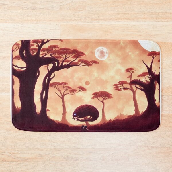 Item preview, Red alien forest with small alien monsters and multiple moons designed and sold by BrachiaST.