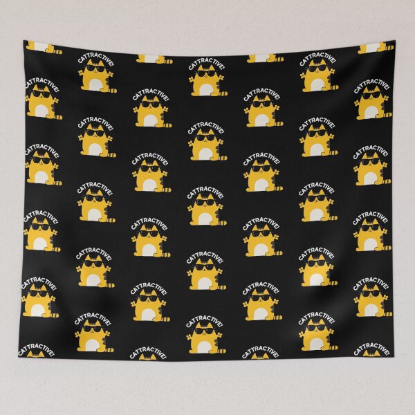 Item preview, Cattractive Funny Attractive Cat Puns (Dark BG) designed and sold by punnybone.
