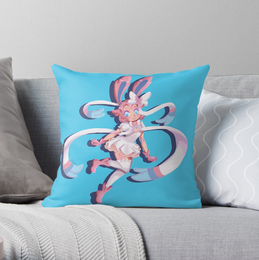 Sylveon Pokemon Fan Art Throw Pillow By Konekoilustra Redbubble