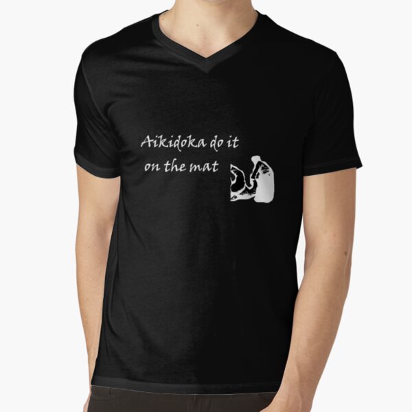 Aikidoka 01- White Graphic V-Neck T-Shirt
