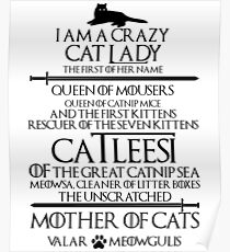 Mother Of Cats. Catleesi Funny Cat Lovers Gift for Women Poster