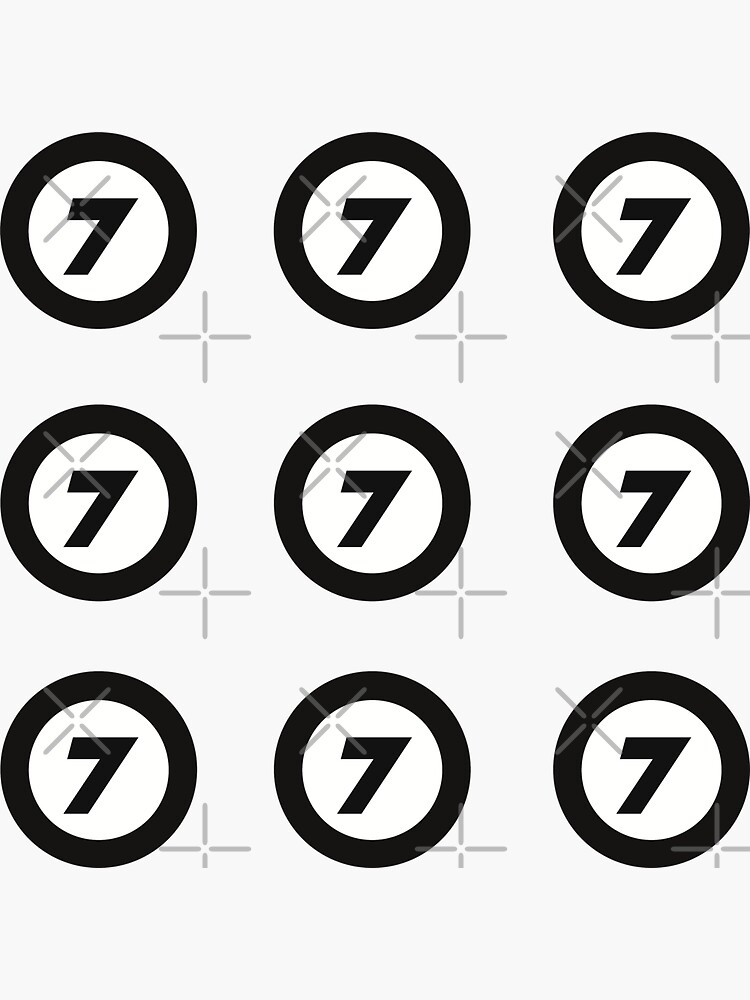 Number 7 In Black And White Circle Pack Sticker For Sale By