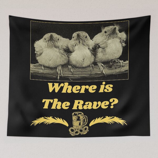 Item preview, Where is The Rave? - Chicks T-shirt design designed and sold by Ridiculam Toga.