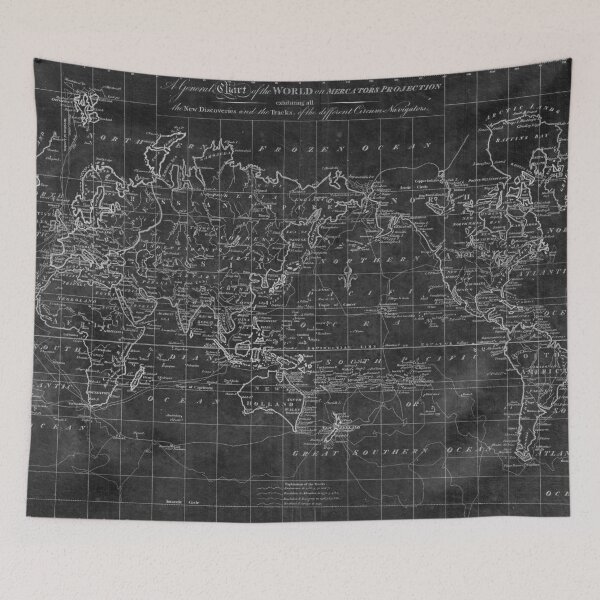 Item preview, Black and White World Map (1799) Inverse designed and sold by BravuraMedia.