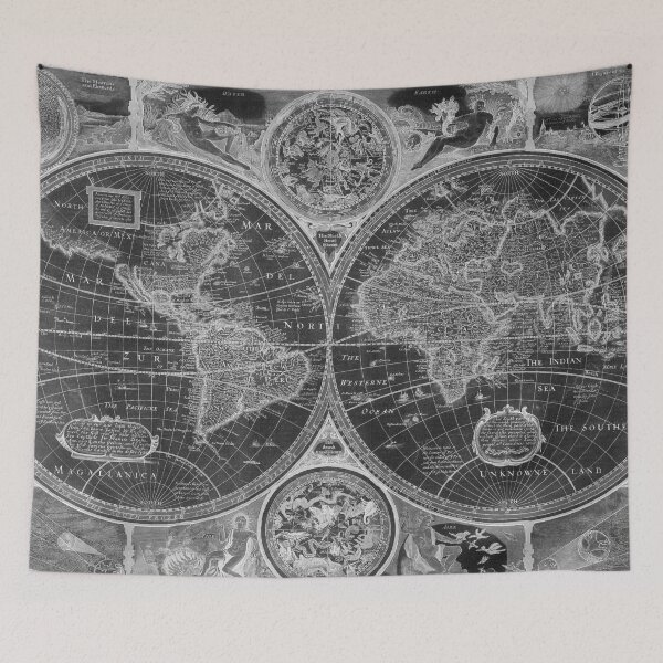 Item preview, Black and White World Map (1626) Inverse designed and sold by BravuraMedia.
