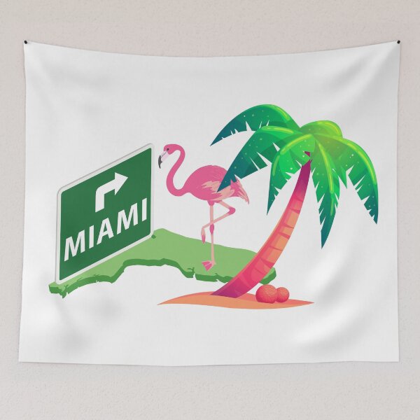 Item preview, Miami to route through trees and pink flamingos designed and sold by klimov0101.