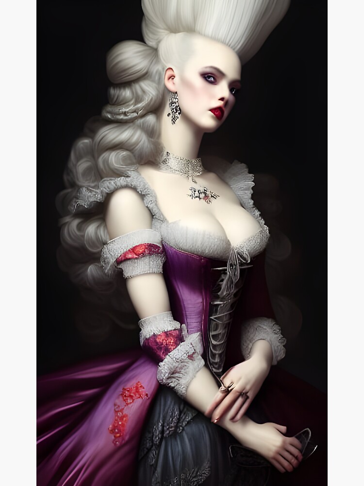 Sexy Vicious Vampire in Beautiful Marie Antoinette Dress Artwork Sticker  for Sale by Eliteijr