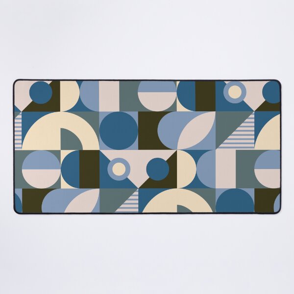 Aperçu de l'œuvre Motif moderne bleu, vert et beige du milieu du siècle | Motifs Bauhaus sur créée et vendue par Dezinix.