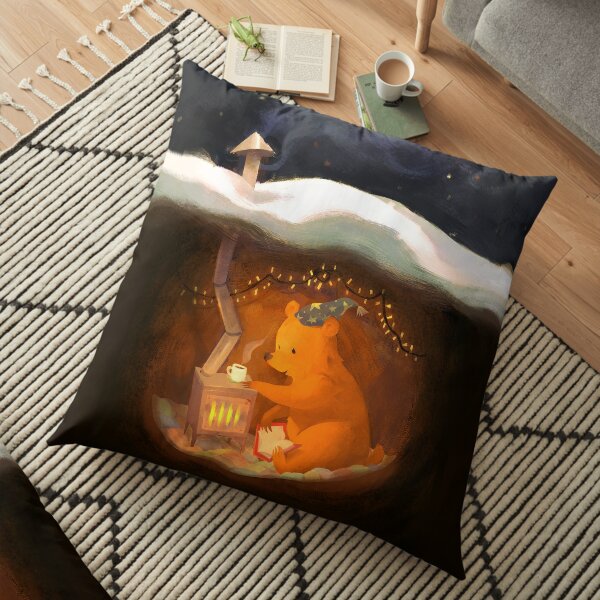 Snowy Rooftops Floor Pillow