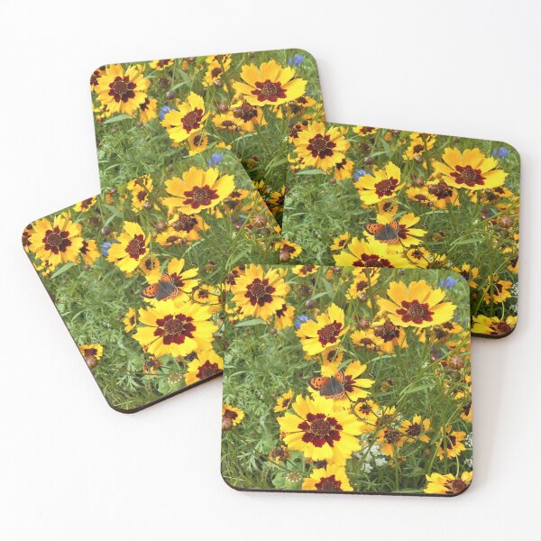 Item preview, Coreopsis tinctoria flowers with copper butterfly designed and sold by Floral-Art.