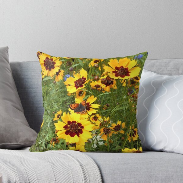 Item preview, Coreopsis tinctoria flowers with copper butterfly designed and sold by Floral-Art.