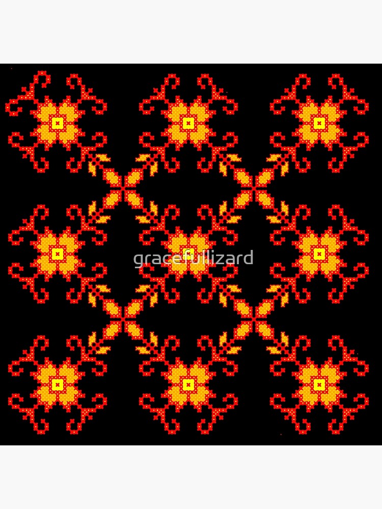 "Vyshyvanka Fire Flowers" Poster for Sale by gracefullizard Redbubble