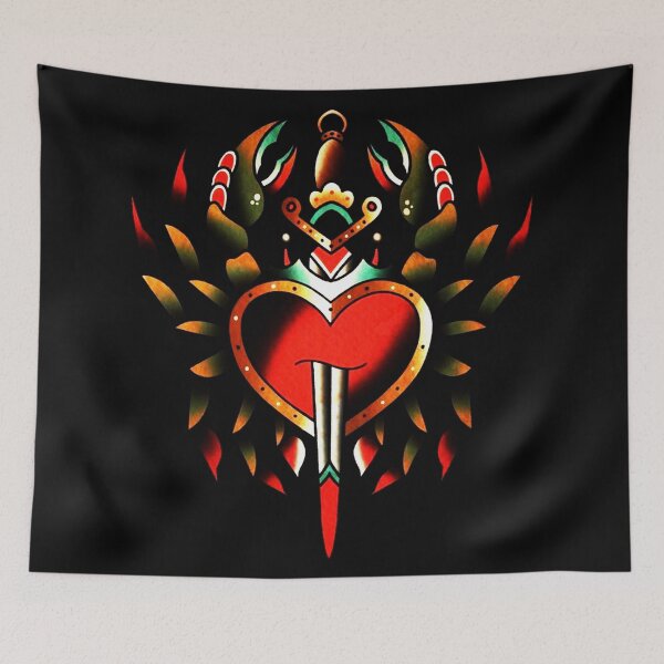 Item preview, Traditional heart Crape Dagger Tattoo designed and sold by Cesar Caligula.