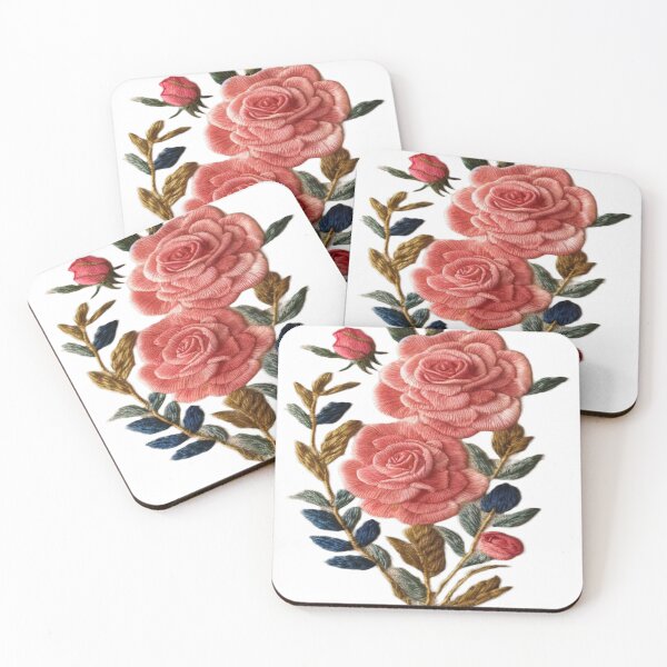 Item preview, Floral Design Set the Mood with Embroidered Crafted Pink Roses  designed and sold by Rocky Mountain Artistry.