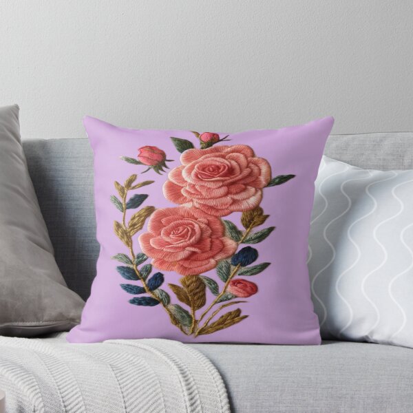 Item preview, Floral Design Set the Mood with Embroidered Crafted Pink Roses  designed and sold by Rocky Mountain Artistry.