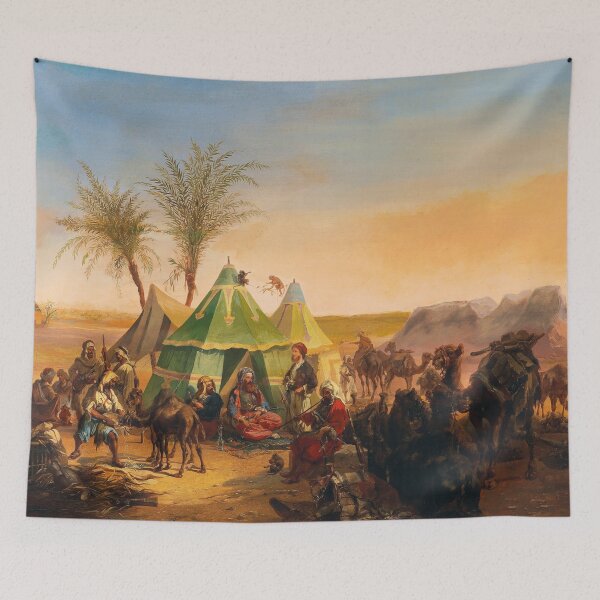 Item preview, A Bedouin Encampment | Josef Heicke | 1846 Arab History Art designed and sold by CJET.