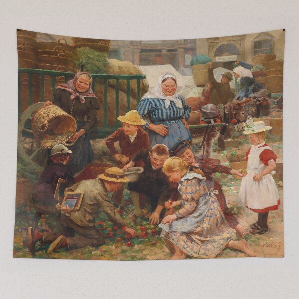 Item preview, A Busy Market | Fritz Schnitzler | 1890 Wholesome Family Art designed and sold by CJET.